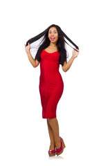 Nice woman model isolated on the white background