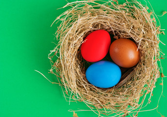 Colored eggs. Happy Easter Card 