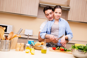 Young family in the kitchen