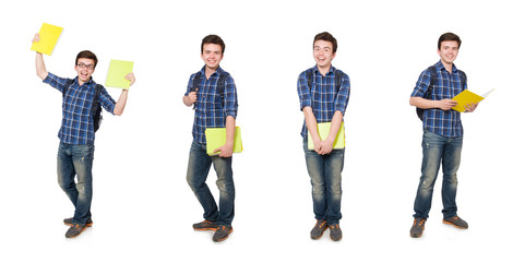 Fototapeta premium Young student with book on white