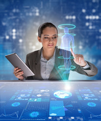 Futuristic remote diagnostics concept with businesswoman