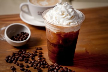 vienna coffee on wooden table