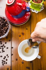 hot coffee on beans, 아메리카노