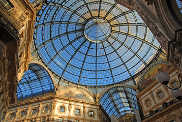 Glass roof of Victor Emanuel shopping gallery.