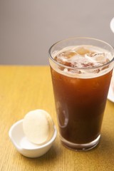 ice coffee with macaroon
