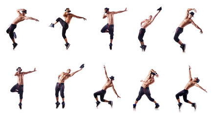 Fototapeta premium Ripped dancer isolated on the white