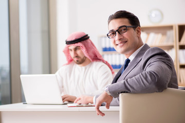 Diverse business concept with arab businessman