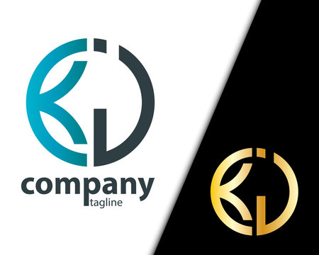 Initial Letter KJ With Linked Circle Logo