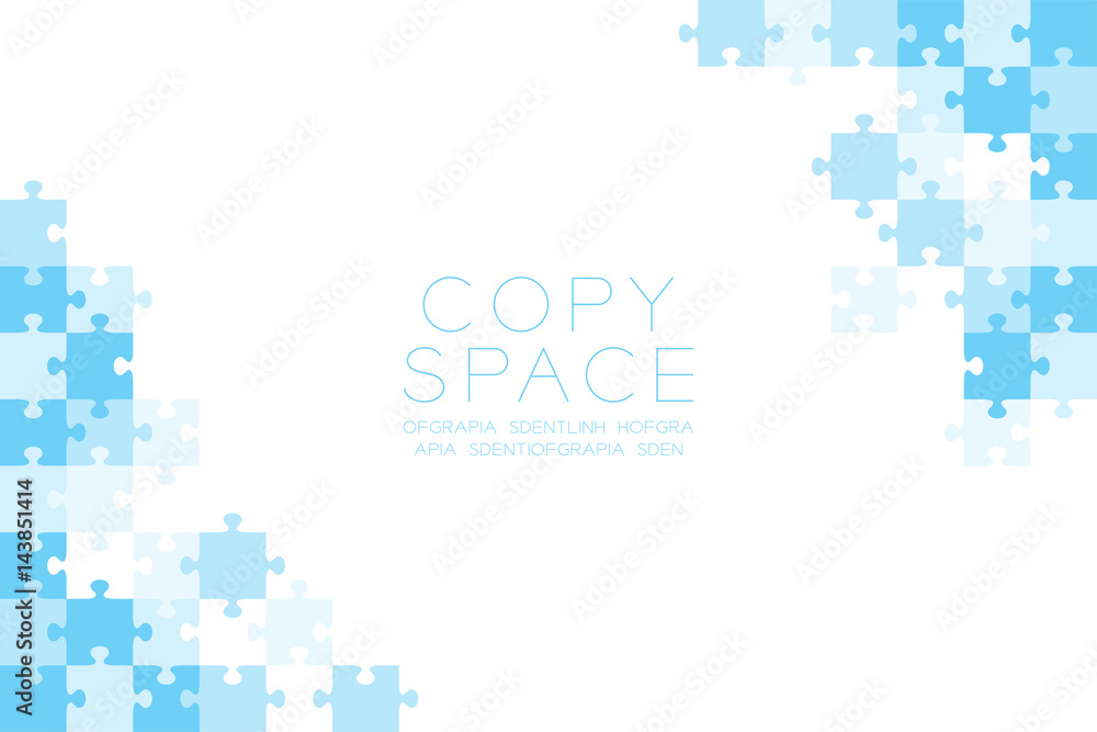Poster jigsaw puzzle blue color illustration pattern isolated on white background with copy space, vector e