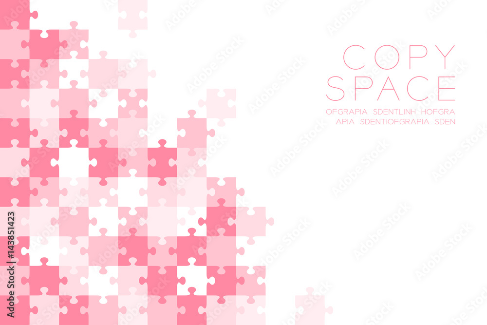 Poster jigsaw puzzle pink color illustration pattern isolated on white background with copy space, vector e