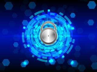 Cyber security Concept  on Abtract Technology background. Vector illustration