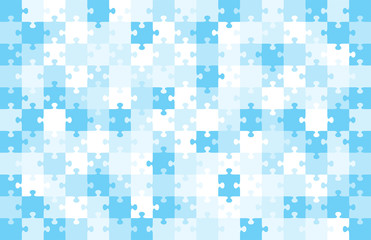 Jigsaw puzzle blue color illustration pattern isolated on white background, vector eps10 - obrazy, fototapety, plakaty