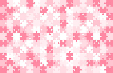 Jigsaw puzzle pink color illustration pattern isolated on white background, vector eps10