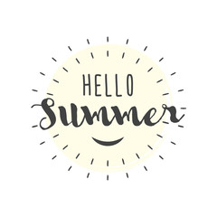 Hello Summer letters with smile vector illustration