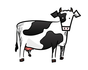 Freehand cow illustration. Vector design