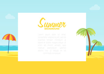 Summer tropical sea beach background with space for text vector illustration