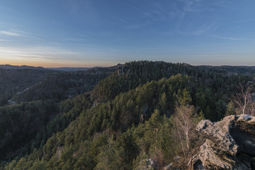 Fototapeta premium Sunset in national park from hill
