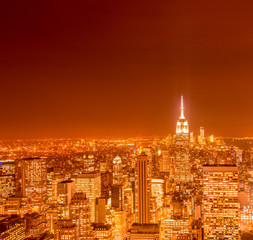 Obraz premium View of New York Manhattan during sunset hours