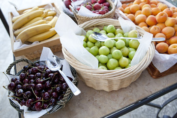 Summer fruits in baskets