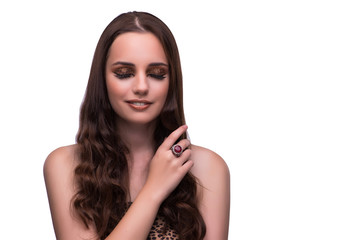 Young woman in beauty concept on white isolated background