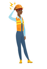 African builder with lightning over her head.