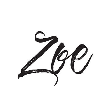zoe, text design. Vector calligraphy. Typography poster.