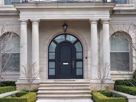 house front door with portico entrance