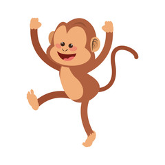 monkey smiling, cartoon icon over white background. colorful design. vector illustration