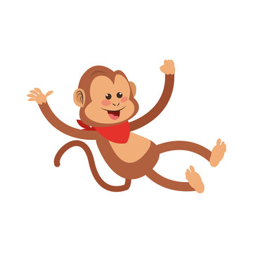 monkey smiling, cartoon icon over white background. colorful design. vector illustration