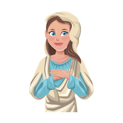 virgin mary, cartoon icon over white background. colorful design. vector illustration