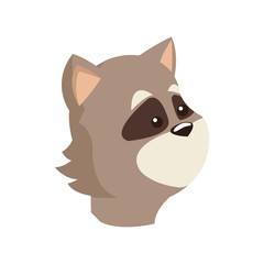 cute raccon animal, cartoon icon over white background. colorful design. vector illustration