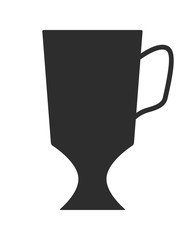Black silhouette of mug for drinks. Flat icon, object of cup for tea or coffee.