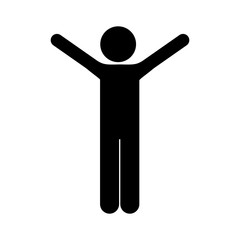 black silhouette pictogram male with open arms vector illustration