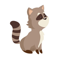 cute raccon animal, cartoon icon over white background. colorful design. vector illustration