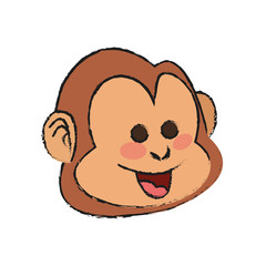 Monkey smiling, cartoon icon over white background. vector illustration