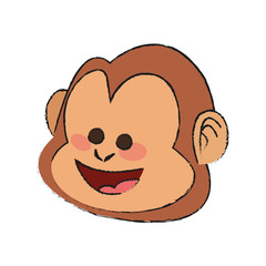 Monkey smiling, cartoon icon over white background. vector illustration
