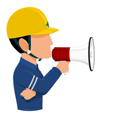 Fototapeta premium Icon of Industrial worker is announcing on transparent background 