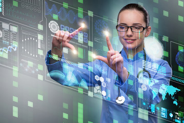 Woman doctor in futuristic medical concept