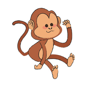 Monkey smiling, cartoon icon over white background. vector illustration