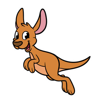 Cartoon Hopping Kangaroo Vector Illustration