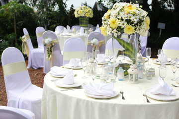 Outdoor wedding table set up