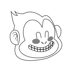 Monkey smiling, cartoon icon over white background. vector illustration