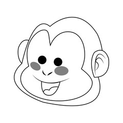 Monkey smiling, cartoon icon over white background. vector illustration