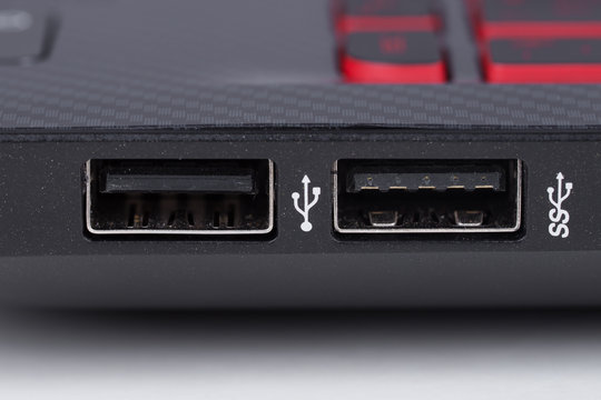 Sockets USB port of a laptop