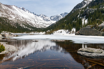 Frozen Winter Lake Landscape Scene in the Colorado Rocky Mountains