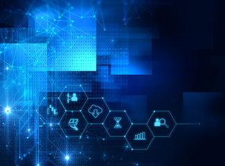 fintech icon  on abstract financial technology background .
