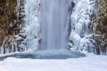 Frozen Multnomah Falls Closeup