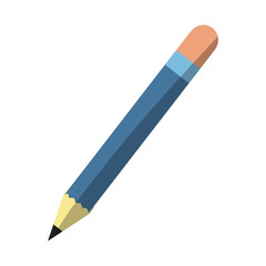 blue pencil icon over white background. colorful design. vector illustration
