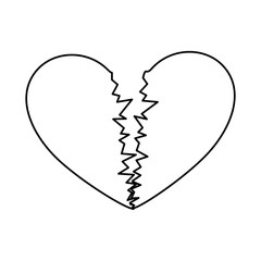 sketch silhouette broken heart icon flat vector illustration