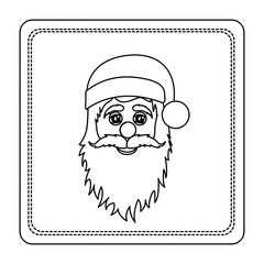 sketch silhouette square frame with christmas santa claus face vector illustration